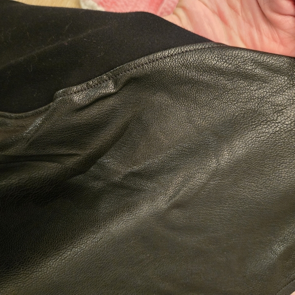 SPANX Women's Black Leather Like Sleeveless Mixed Media Sheath Dress Size XL - Picture 6 of 7
